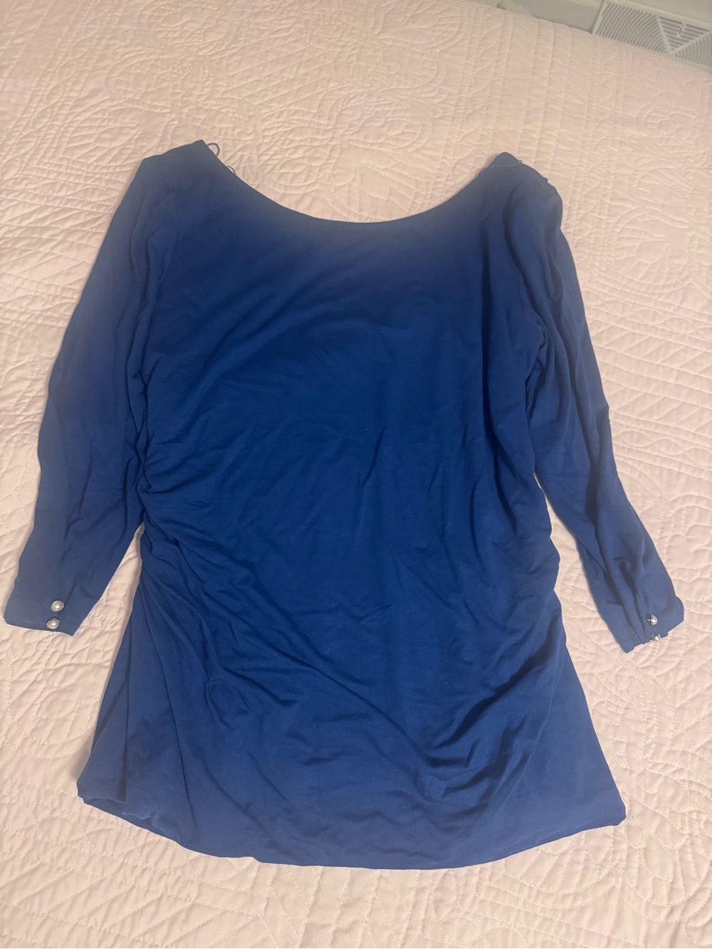White House Black Market Navy Blue Boatneck Long-Sleeve Top